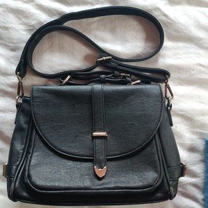 Black vintage style purse, soft faux leather